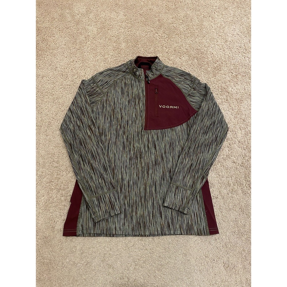 VOORMI Women's Access NXT 1/4 Zip Wool Blend Pullover Size Small Green Maroon